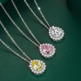 925 Silver Zircon Gemstone Pendant Necklace for Women