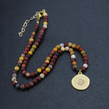 Colorful Natural Stone Beaded Necklace Bohemian Pendant Collier Femme