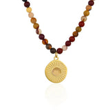 Colorful Natural Stone Beaded Necklace Bohemian Pendant Collier Femme