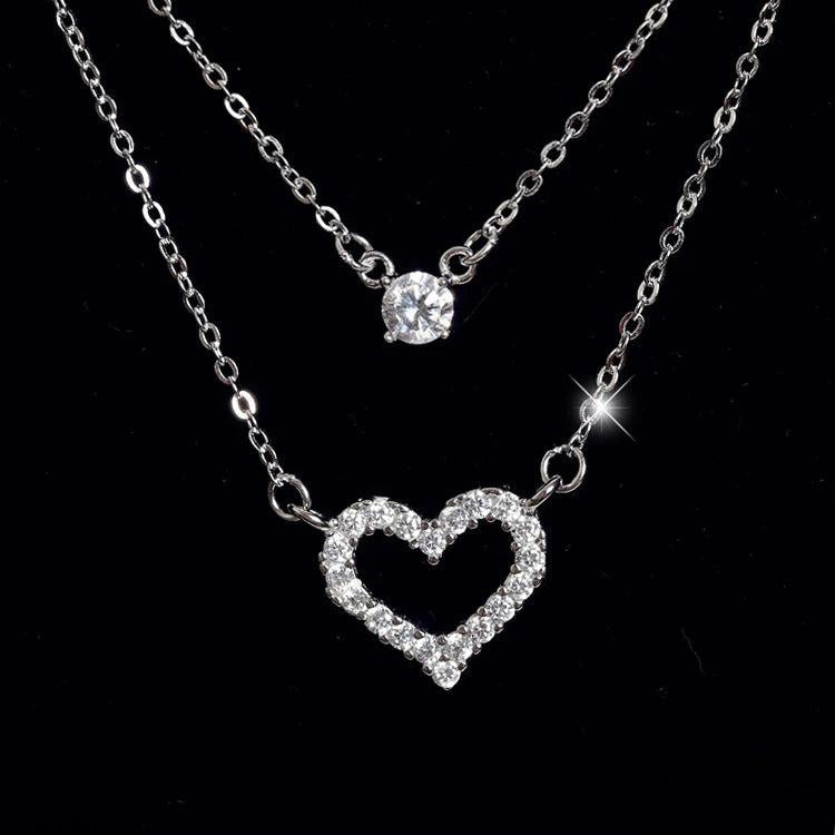 925 Silver Heart Pendant Necklace Vintage Wedding Jewelry