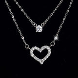 925 Silver Heart Pendant Necklace Vintage Wedding Jewelry