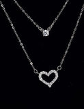 925 Silver Heart Pendant Necklace Vintage Wedding Jewelry