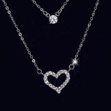 925 Silver Heart Pendant Necklace Vintage Wedding Jewelry