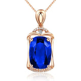925 Silver Rectangle Ruby Zircon Pendant for Women
