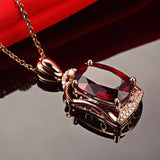925 Silver Rectangle Ruby Zircon Pendant for Women