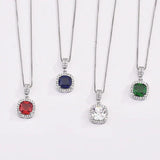 925 Silver Necklace Pendant with Zircon Gemstones for Women