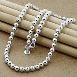 925 Silver Bead Necklace for Women Gift