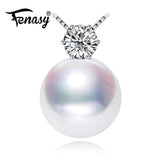 FENASY Freshwater Pearl Pendant Necklace 925 Sterling Silver