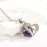 925 Silver Heart Pendant Necklace with Zircon Gemstone