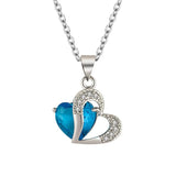 925 Silver Heart Pendant Necklace with Zircon Gemstone