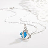 925 Silver Heart Pendant Necklace with Zircon Gemstone