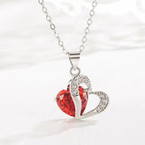 925 Silver Heart Pendant Necklace with Zircon Gemstone