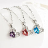 925 Silver Heart Pendant Necklace with Zircon Gemstone