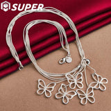 925 Silver 5 Butterfly Snake Chain Necklace for Women