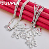 925 Silver 5 Butterfly Snake Chain Necklace for Women