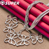 925 Silver 5 Butterfly Snake Chain Necklace for Women