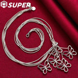 925 Silver 5 Butterfly Snake Chain Necklace for Women