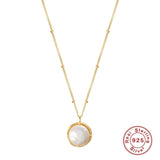 925 Silver Kpop Pearl Choker Necklace Round Balls Chain Pendant Women Jewelry