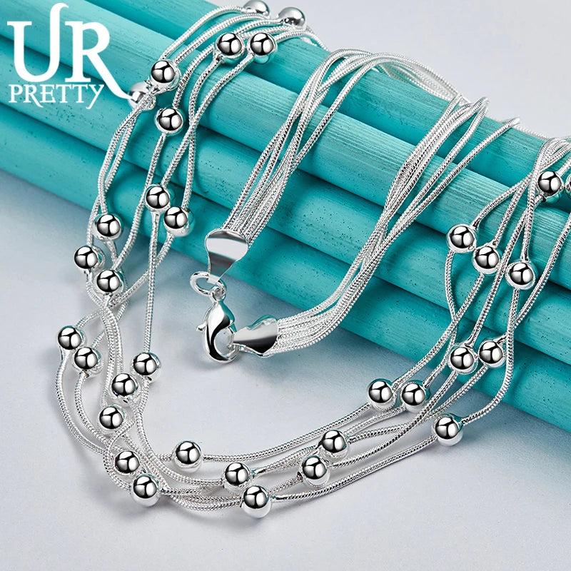 925 Silver Ball Snake Chain Necklace 16 Inch
