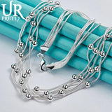 925 Silver Ball Snake Chain Necklace 16 Inch