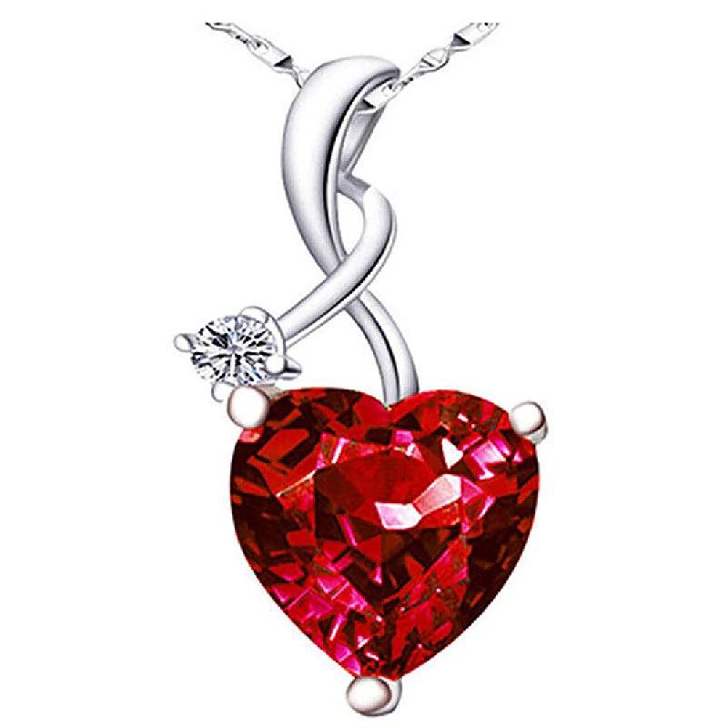 925 Silver Heart Shape Sapphire Zircon Necklace