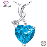 925 Silver Heart Shape Sapphire Zircon Necklace