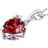 925 Silver Heart Shape Sapphire Zircon Necklace