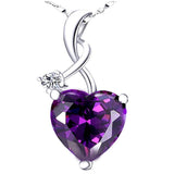 925 Silver Heart Shape Sapphire Zircon Necklace