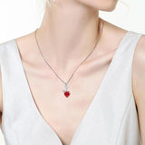 925 Silver Heart Shape Sapphire Zircon Necklace
