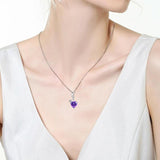 925 Silver Heart Shape Sapphire Zircon Necklace