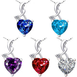 925 Silver Heart Shape Sapphire Zircon Necklace