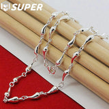 925 Silver Water Drop Pendant Necklace 18 Inch Chain