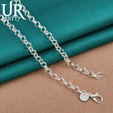 925 Silver Small Round Bean Necklace 18 Inch Chain For Woman