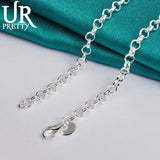 925 Silver Small Round Bean Necklace 18 Inch Chain For Woman