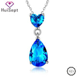 925 Silver Necklace with Sapphire Gemstone Pendant for Women