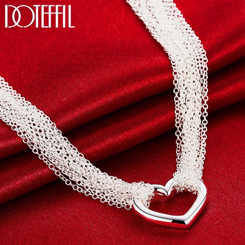 925 Silver Heart Pendant Necklace for Women