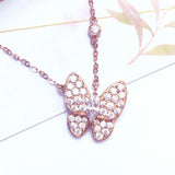 Purple Plated 14K Rose Crystal Butterfly Necklace for Women