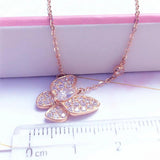 Purple Plated 14K Rose Crystal Butterfly Necklace for Women