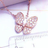 Purple Plated 14K Rose Crystal Butterfly Necklace for Women