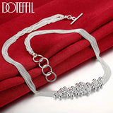 925 Silver Grape Beads Multi-Chain Necklace Wedding Jewelry
