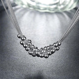 925 Silver Grape Beads Multi-Chain Necklace Wedding Jewelry