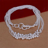 925 Silver Grape Beads Multi-Chain Necklace Wedding Jewelry