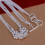 925 Silver Grape Beads Multi-Chain Necklace Wedding Jewelry