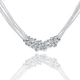 925 Silver Grape Beads Multi-Chain Necklace Wedding Jewelry