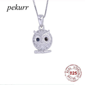 925 Silver Owl Fledgling Necklace Cartoon Bird Pendant