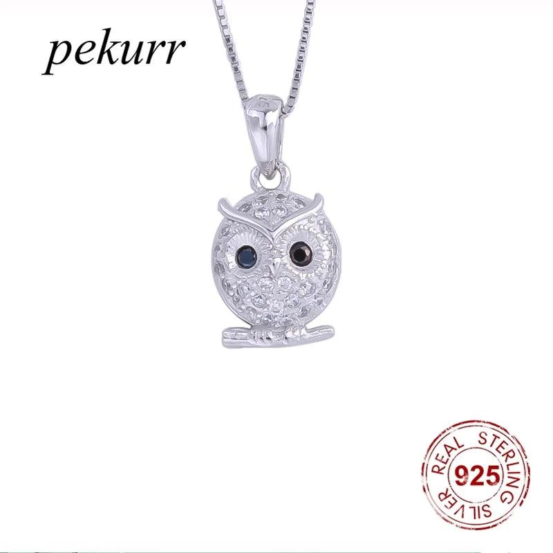 925 Silver Owl Fledgling Necklace Cartoon Bird Pendant