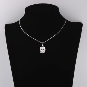 925 Silver Owl Fledgling Necklace Cartoon Bird Pendant