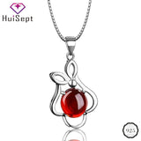 925 Silver Necklace with Ruby Emerald Gemstone Pendant
