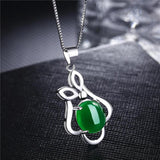 925 Silver Necklace with Ruby Emerald Gemstone Pendant