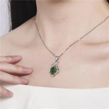 925 Silver Necklace with Ruby Emerald Gemstone Pendant